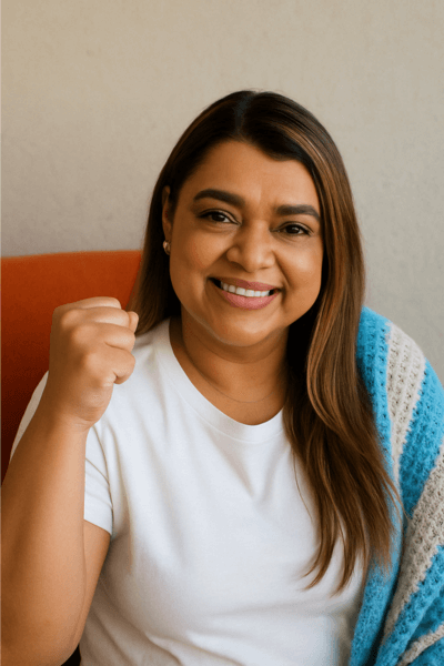 Preta Gil sorrindo em momento de superação e força pessoal.