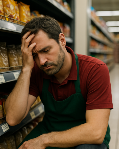 imagem de funcionário de super mercados de joinville com saúde mental abaladas